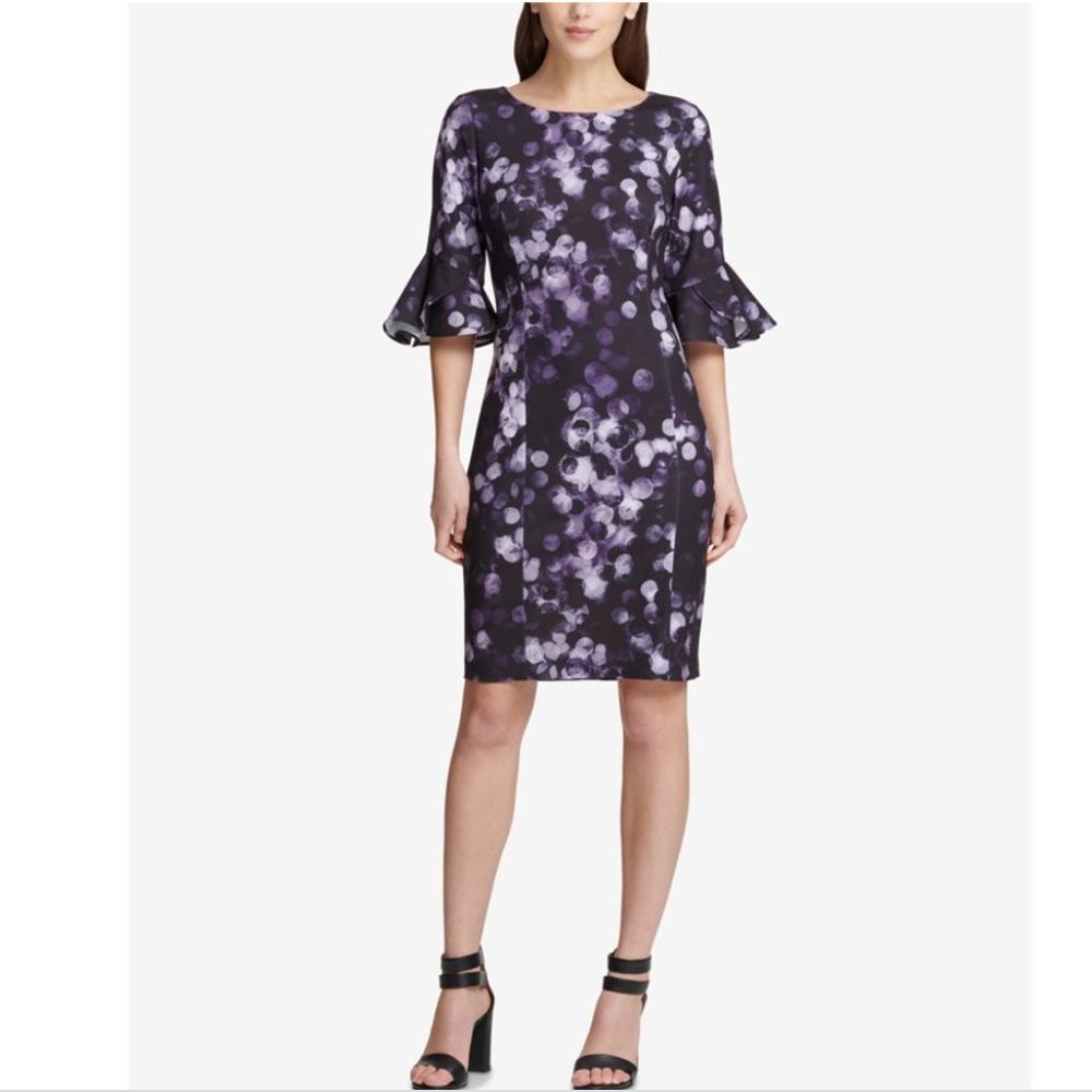 DKNY black & purple sheath shift dress size 6